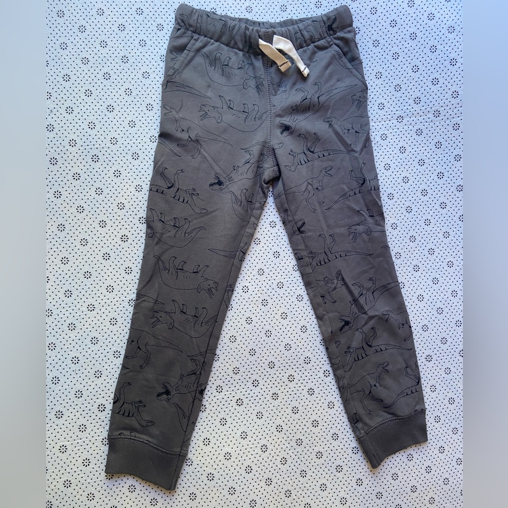 Carters Gray Dinosaur Print Kids Joggers size 5t NWOT